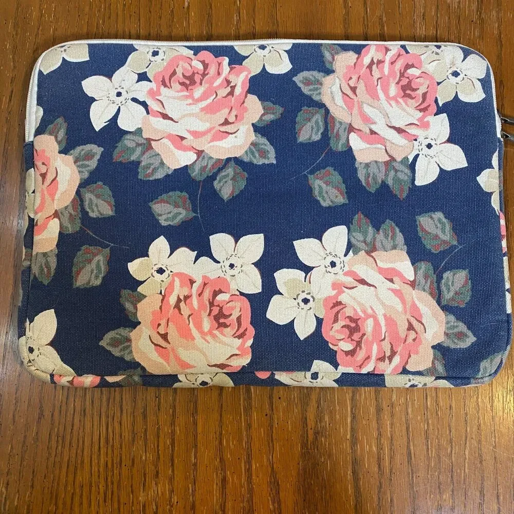 Canvaslife White Rose Patten Laptop Sleeve 14 Inch 14.0 Inch Laptop Case Bag